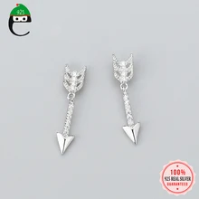 ElfoPlataSi 925 Твердые Настоящее серебро 925 пробы ювелирные изделия амудон стрелка с CZ серьги-клипсы Подарочные для девочек леди ED149