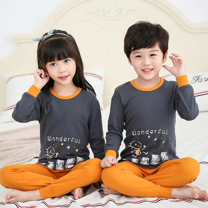  Kids Pajamas Long Sleeve Cartoon Children Pajamas For Girls Boys Pyjamas Kids Baby Girl Clothes Sui