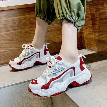

Shoes Women Chunky Shoes Autumn New Sneakers Ladies Girls Leather Casual Shoes Woman Patchwork Female Chunky footware U21-75