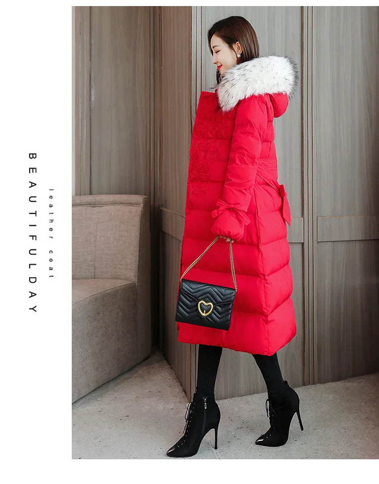 Winter Style WOMEN'S Dress down Jacket Cotton-padded Clothes Ethnic-Style Hooded Slim Fit Cotton-padded Jacket Long over-th
