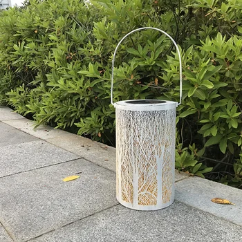 

LED Solar Lantern Cylindrical Forest Hanging Solar Light Waterproof Lanscape Lamp for Patio Courtyard Garden