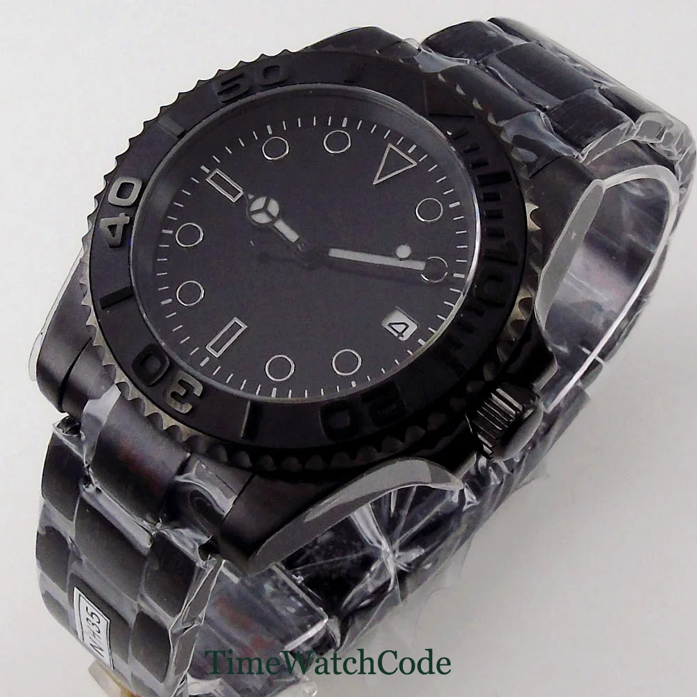 

40mm Black PVD Automatic Mechanical Mens Watch NH35/Miyota8215/PT5000 Date 316L Bracelet Sapphire Glass 40mm Ceramic Bezel