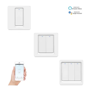 

Smart Life/Tuya WiFi Smart Light EU Type Multi-Control Switch Push Button APP Voice Control With Alexa Google Home 1/2/3 Gang