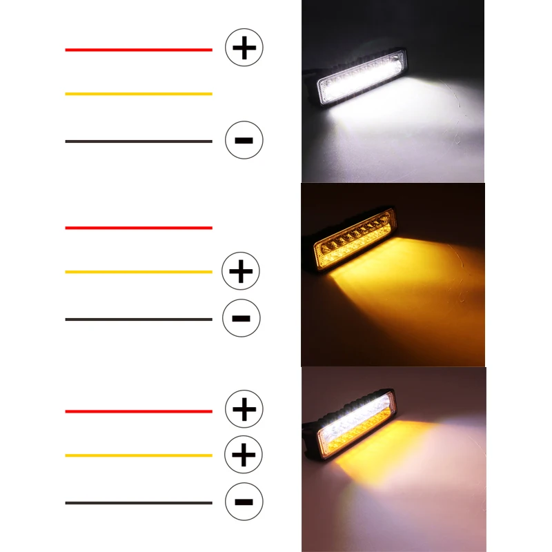 Niscarda 2X18 W 6 дюймов 3000 K-6000 K белый Янтарный рабочий светильник Светодиодные балки для мотоциклов внедорожных 4x4 ATV JEEP Truck SUV