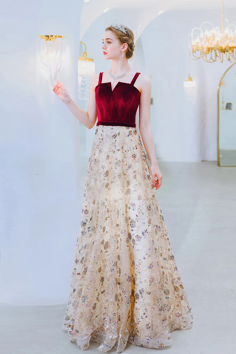 SSYfashion/Новое велюровое длинное вечернее платье без рукавов на бретелях со шнуровкой сзади в пол; вечернее платье; Robe De Soiree