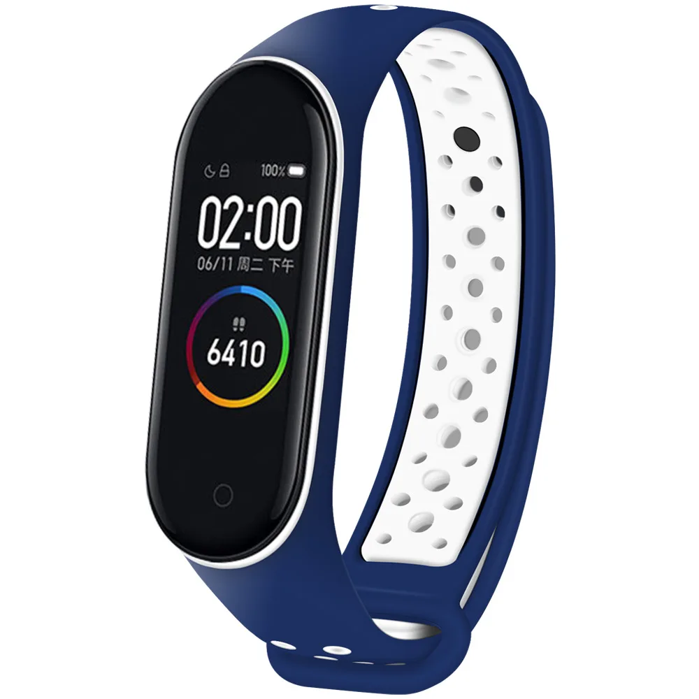 Милый и милый спортивный браслет для mi Band 3 correa для mi band 3 4 pulseira ремешок для Xiaomi mi Band 4 ремешок аксессуары для умных часов - Цвет: Blue white