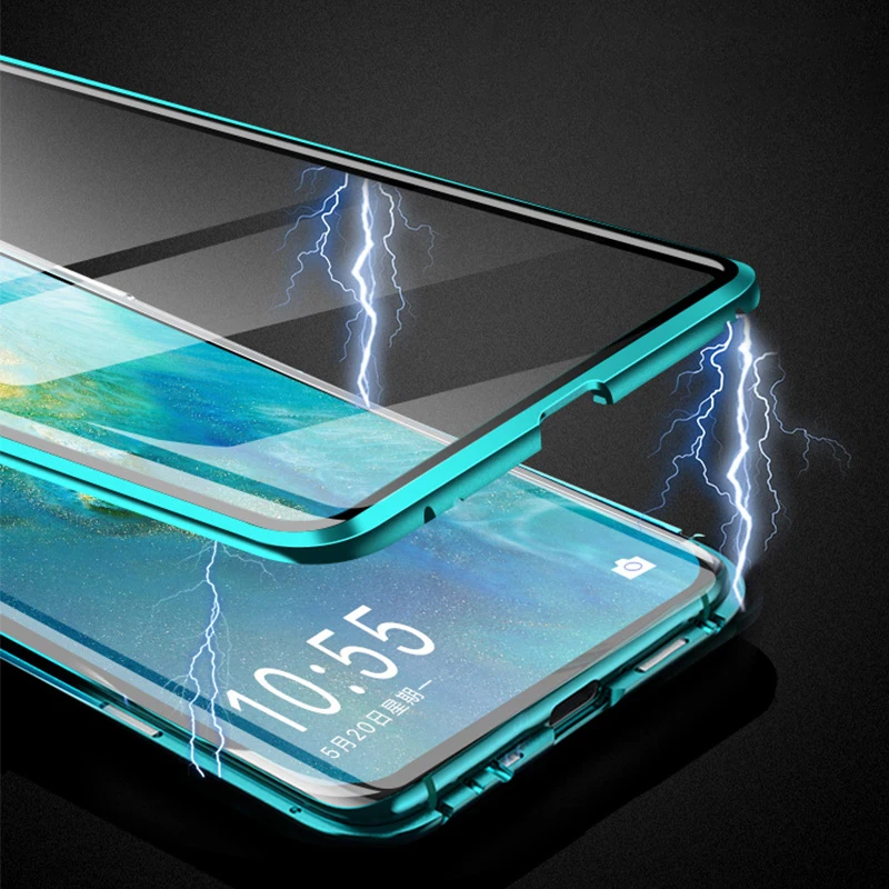 Магнитные поглощающие металлические флип-Чехлы для samsung Galaxy S9Plus двухсторонний закаленное стекло задняя крышка телефона для samsung S9 чехол