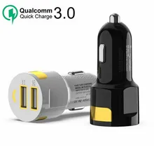 QC 3,0 быстрая зарядка автомобильное зарядное устройство с двумя портами usb универсальные автомобильные зарядные устройства адаптер для samsung s8 s9 htc телефоны на платформе Android, GPS pc
