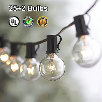 

Outdoor Patio String Lights 7.5m 25 Clear Globe G40 Bulbs fairy garland for Patio Backyard Wedding Parties Markets Decoration