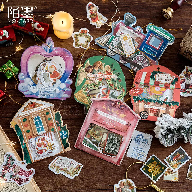 2019 Hot Gold Sticker Pack Christmas Vintage Stamp Gingerbread Man Gift Wreath Decoration Scrapbooking Material |