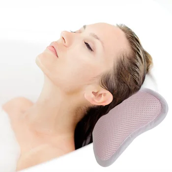 

Non-Slip Cushioned Bath Tub Spa Pillow 3D Mesh Spa Bathtub Head Rest Pillow With Suction Cups For Neck Back Bathroom Supply