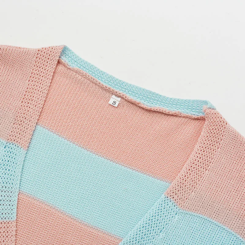 NLW Повседневный полосатый свитер кардиган с v-образным вырезом с длинным рукавом трикотажные кардиганы осень зима Высокая мода розовый кардиганы