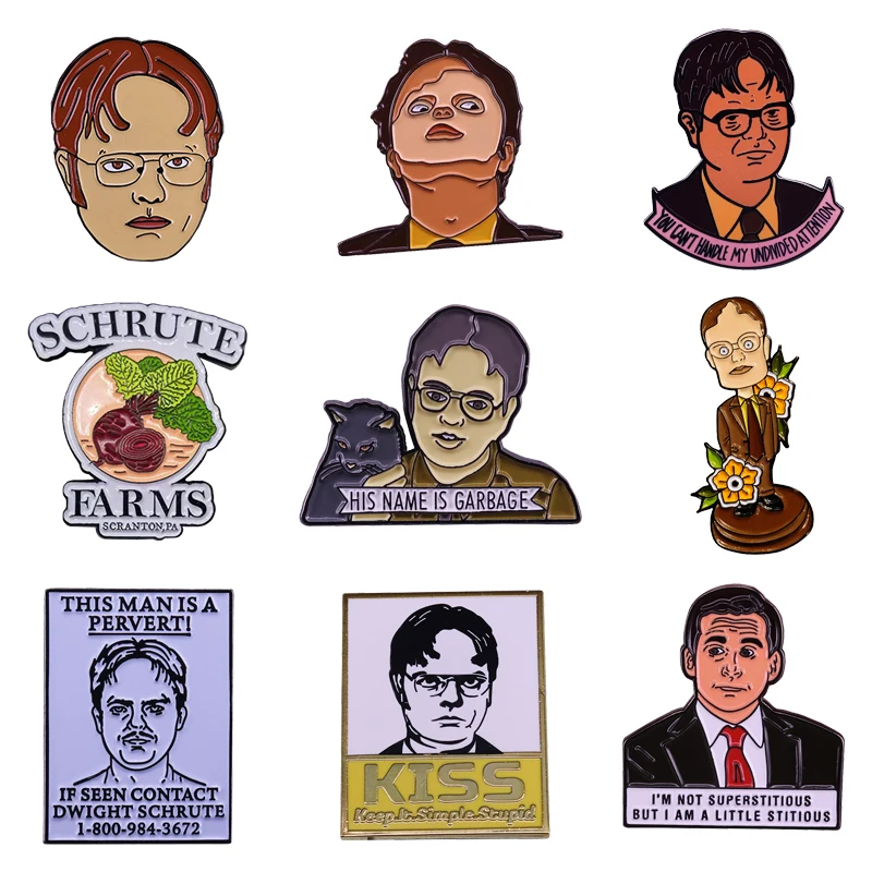 Эмалированная брошь с изображением персонажа офиса Dwight Schrute | Украшения и