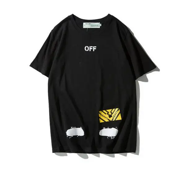 Новинка Off-White OW косая полоска унисекс пара влюбленных моделей хлопок Мода Круглый вырез короткий рукав Футболка