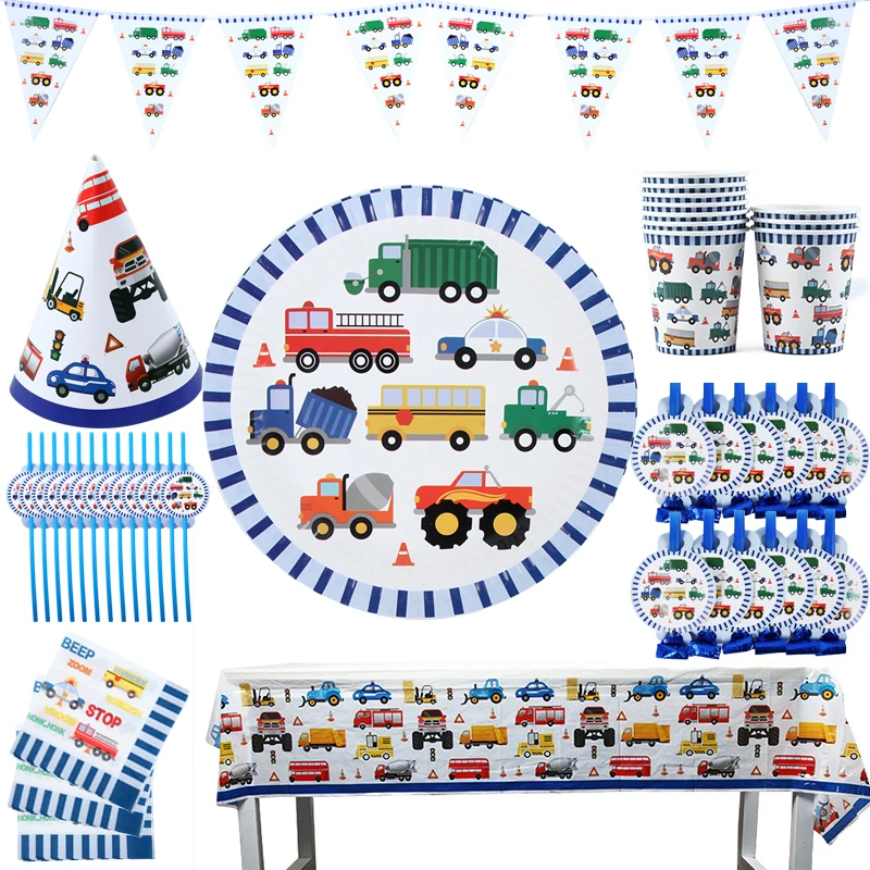 

Baby boy Shower Birthday Party Cartoon vehicle decoration Birthday Party decoration first birthday boy party decor Collection