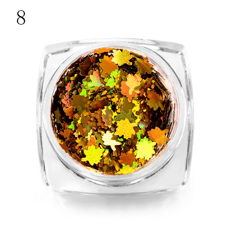 1 коробка градиент сверкающий кленовый лист форма ногтей хлопья Осенние блестки для ногтей DIY украшения для ногтей - Цвет: 13