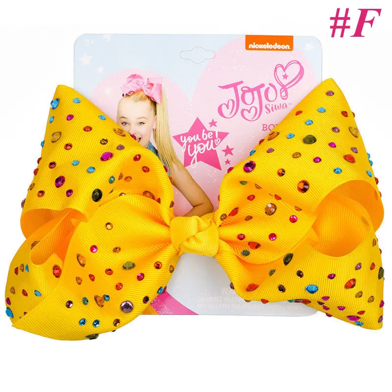 5 ''заколка для волос для маленьких девочек большой JoJo Siwa банты ручной работы заколка для волос с кристаллами Радужная Лента Узел аксессуары для волос головной убор шпильки - Цвет: F