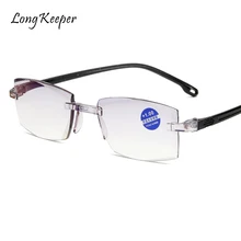 Модные ультралегкие очки для чтения без оправы, женские и мужские прозрачные линзы, анти-синие компьютерные очки, очки для чтения Пресбиопии