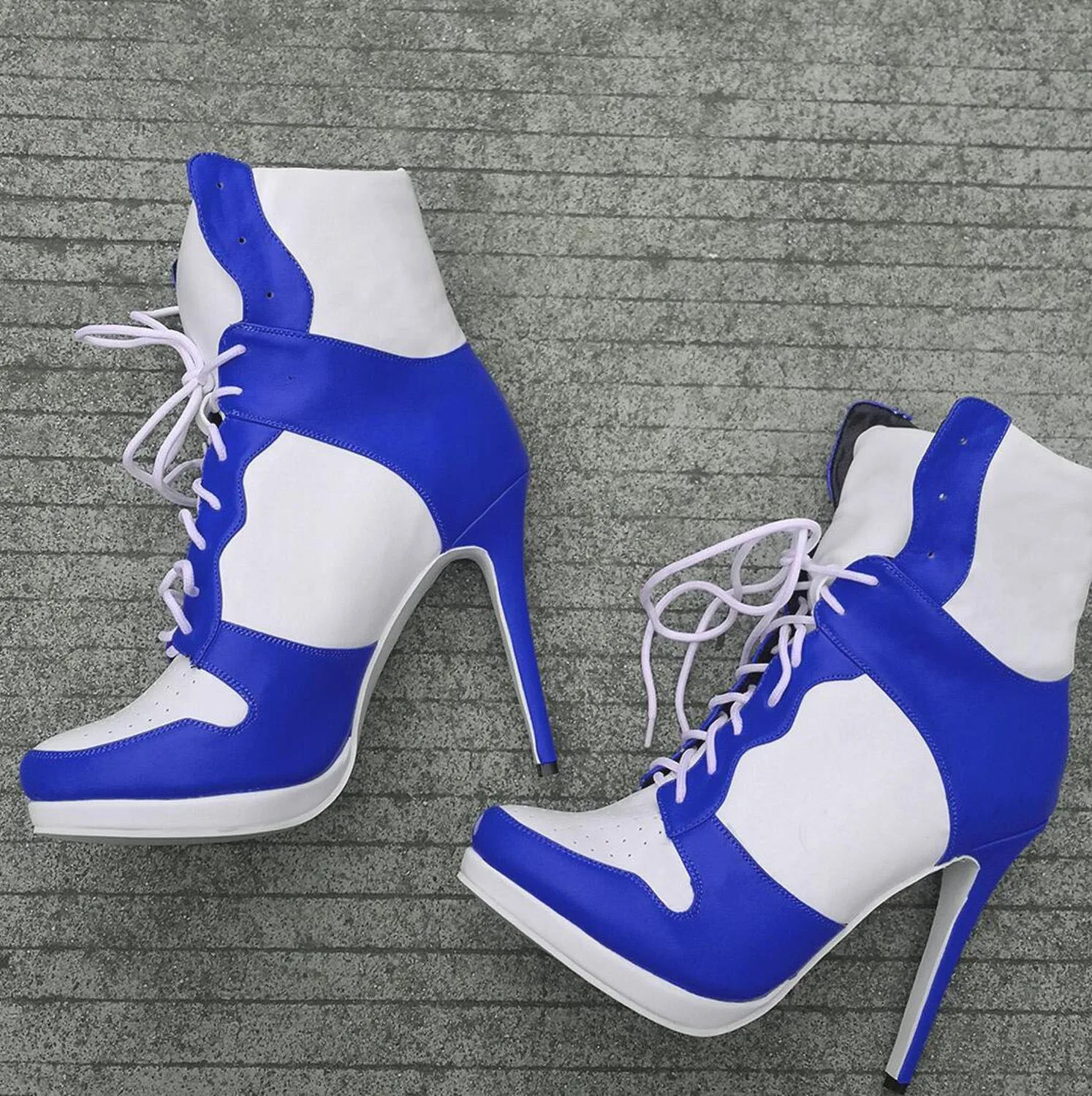 DORATASIA/брендовые дизайнерские женские сапоги смешанных цветов размера плюс 36-47, женские вечерние пикантные офисные ботильоны на тонком высоком каблуке, женская обувь - Цвет: blue and white