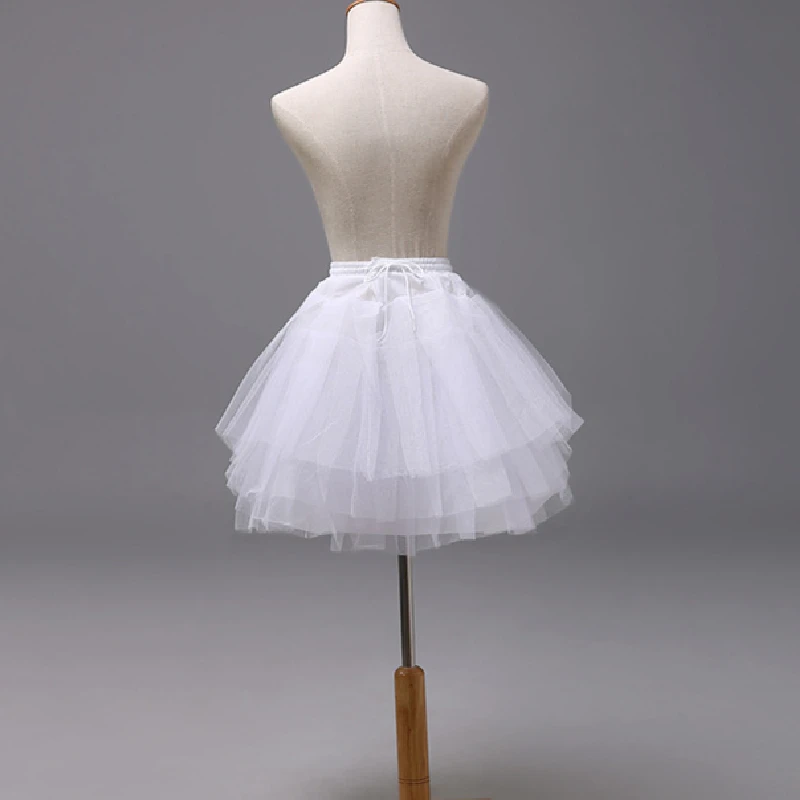White Black Maid Outfit Lolita Ballet Petticoat Tulle Ruffle Crinoline Bridal Boneless Petticoats Tutu Dress Kid Girl Underskirt