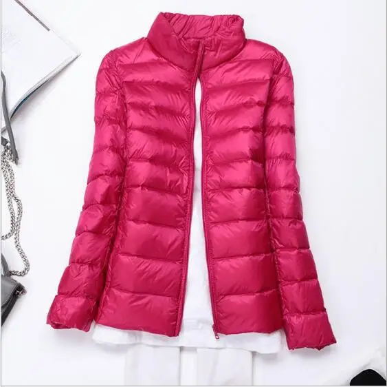 Moxeay Winter Women Down Jacket Ultra Light Down 90% White Duck Down Coat Jacket ladies' Hooded Down Parkas Quality Brand Spring - Цвет: Rose Red 2