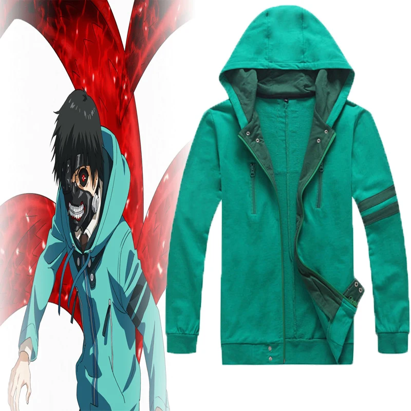 Men Anime Tokyo Ghoul Cosplay Costumes Kaneki Ken Hoodie Jackets 4pcs Suits Mask