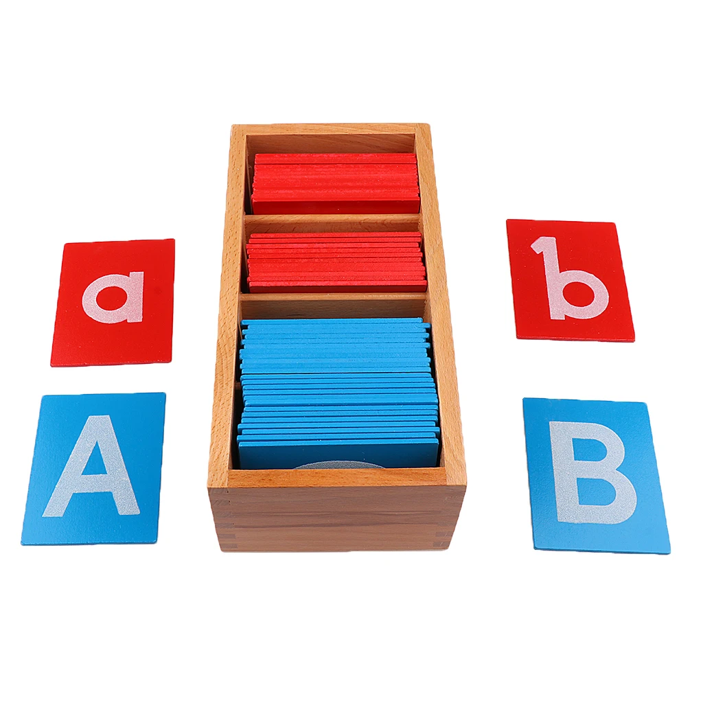 Wooden Montessori Sandpaper Alphabets Card Letter A-Z A-z Kids Education Toy