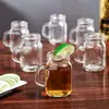 Mini Mason Jar Mug Glass Shot Glass Set with Glass Handles, Whiskey Drinking Glasses/cups 5