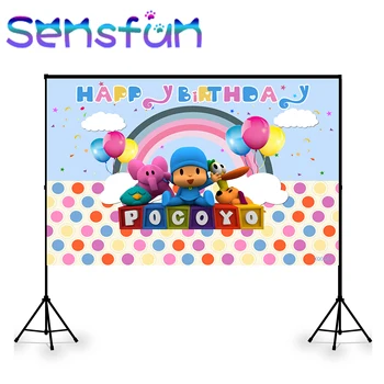 

Vinyl Photography Backdrop Customize Children Birthday Party Photocall Banner Cartoon Pocoyo Party Backdrop for Photo Studio