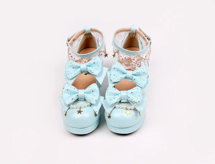 Японские милые туфли с ремешками, туфли в стиле «Лолита» в винтажном стиле; кружевной бант круглый носок, средний каблук, открытая женская обувь принцессы лоли cos обувь Kawaii