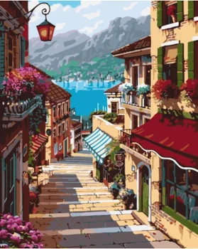 

Painting By Numbers Scenery DIY Oil Coloring By Numbers Street Landscape Canvas Paint Art Pictures Home Decor