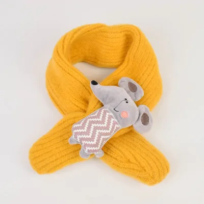 yellow mouse Новинка; зимние детские шарфы; теплый вязаный шарф с крестиком для маленьких мальчиков и девочек; мягкий шарф с воротником; детский растягивающийся шарф-кольцо на шею для детей - Цвет: yellow mouse