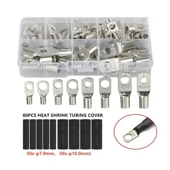 

140PCS/SET SC25-6 25-8 25-10 25-12 Copper Cable Lug Kit Bolt Hole Tinned Cable Lugs Battery Terminals Copper Nose Wire Connector