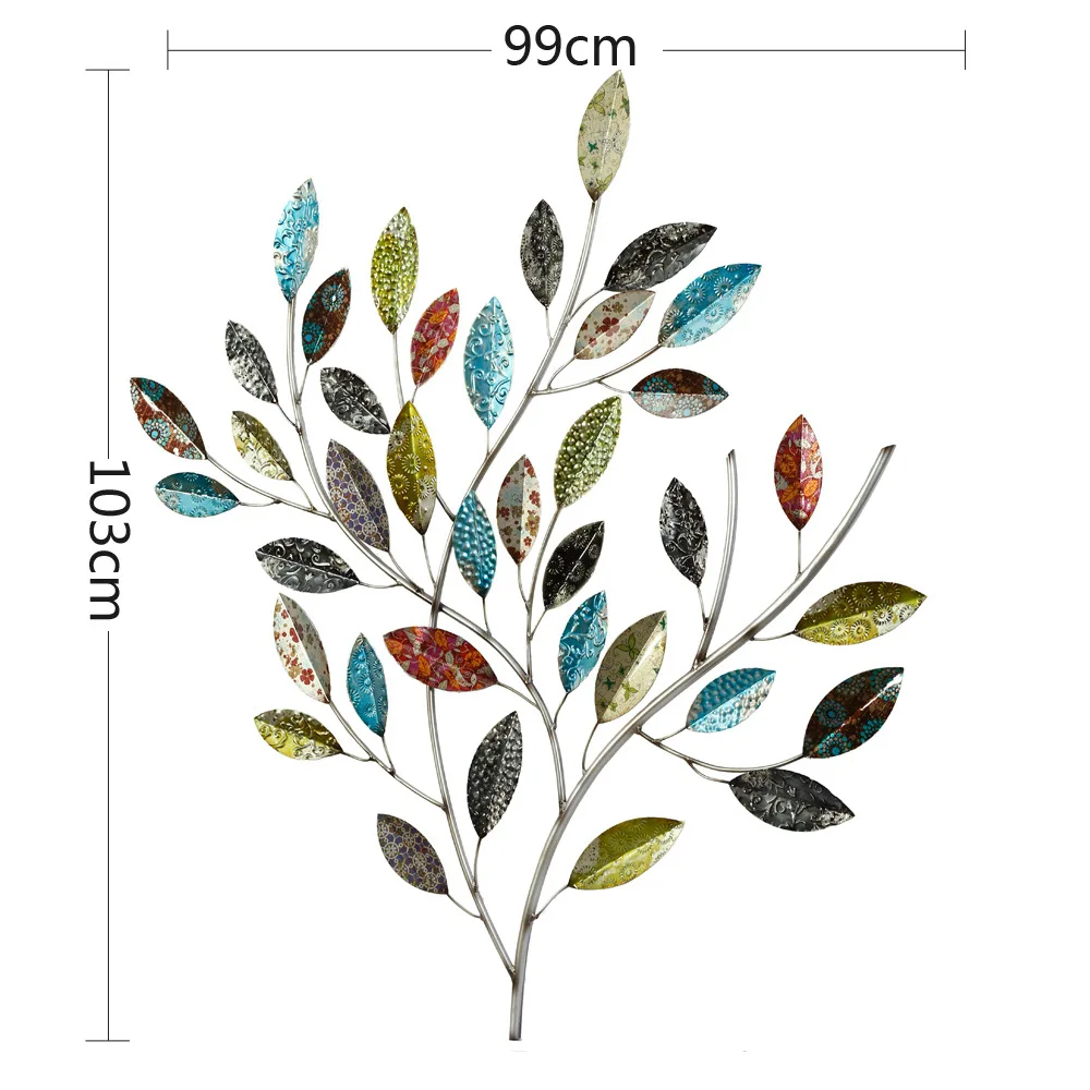 

European Wrought Iron Wall Hanging Mural Crafts Decoration 3D Stereo Leaf Wall Sticker Background Ornament R2230