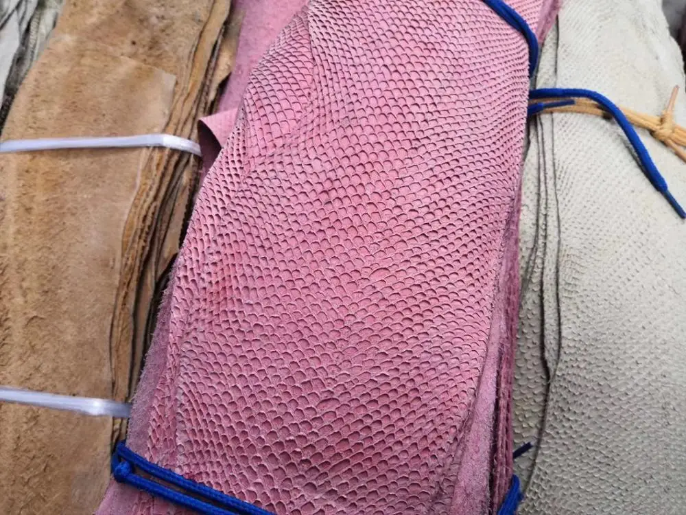 Leather Material 45*10cm Colorful Genuine Salmon Fish Leather Piece Multi Color Optional DIY Bag Belt Shoes Accessories