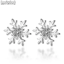 Imixlot, новые модные серьги с кристаллами, серебряный цвет, милые серьги со снежинками для женщин, свадебные украшения, серьги, подарок на Рождество