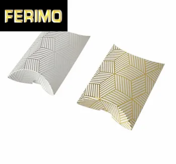 

10pcs Silver/Gold Bronzing Paper Box Wedding Party Favor Lace Pillow Box DIY Candy Gift Box Supply Accessories