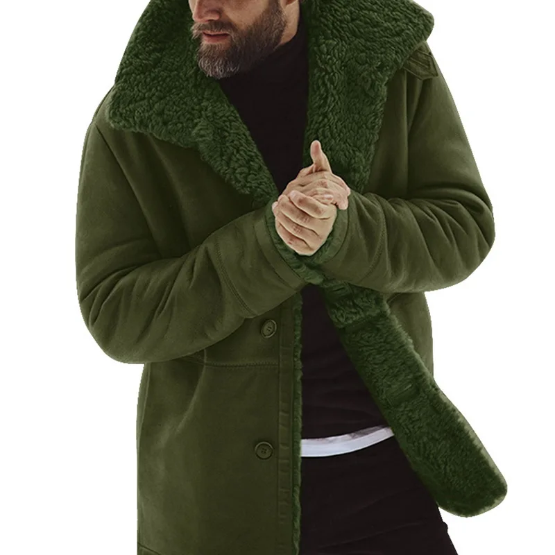 price cut  New Men Winter Thick Warm Jackets Male Fleece Lined Jackets With Fur Collar Outwear 2019 Autumn Sol