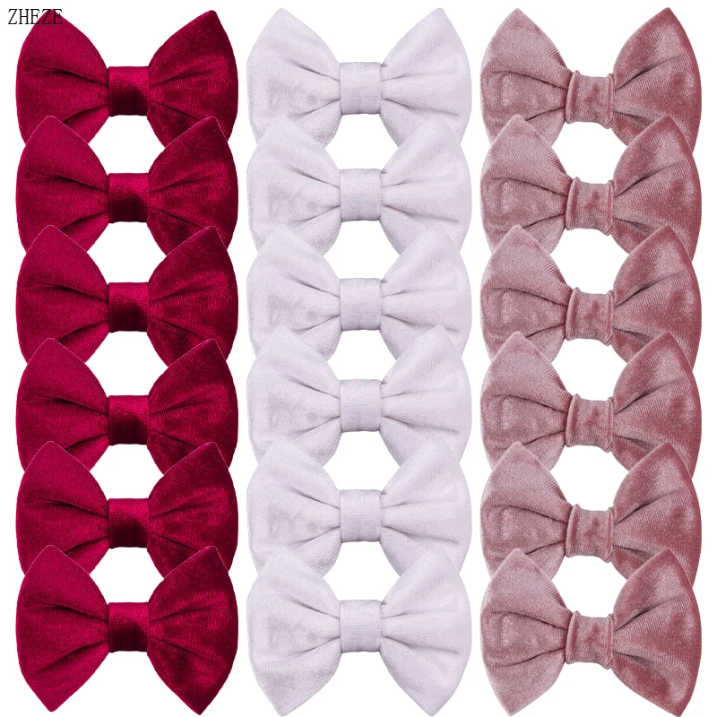 10Pcs/Lot New 4'' Soft Velvet Hair Bow Clips Girls Cute Bowknot For Headband Hairpins Kids DIY Party Accessories newborn photography props velvet pillow and bowknot hairband basket cushion mat baby photoshoot studio shooting accessories