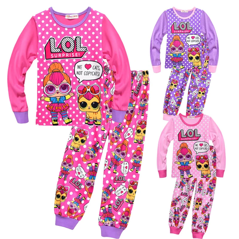 

Girls Print Lol Doll toddler Pajamas Kids Tracksuit Baby Cute christmas Pajama Set Anime Cartoon Long Sleeve Costume Casual Wear