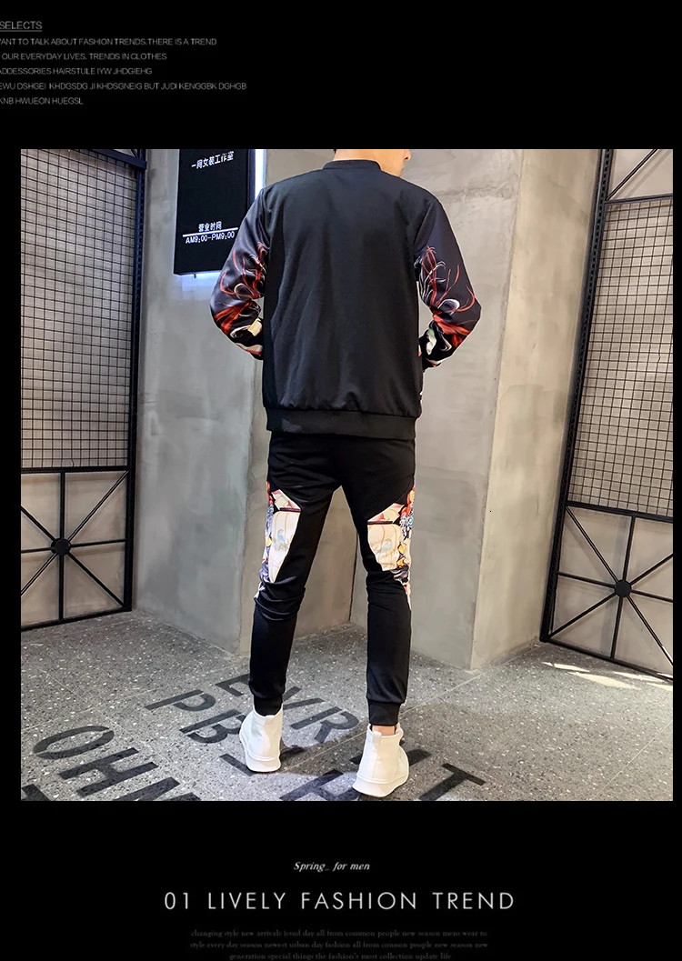 Мода Hombre Ropa осенний спортивный костюм с принтом для мужчин Jogginganzug Herren Ropa Hombre De Marca(куртка+ спортивные штаны) Pantalones Hombre