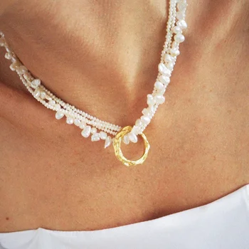 

Timeless Wonder Glam Layer Natural Pearl Choker Necklace Women Jewelry Gothic Boho Designer Punk Hip Hop Trendy Ins Top 7853