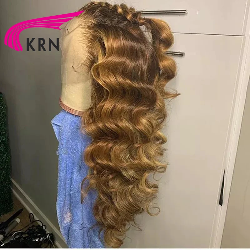 КРН Омбре 13х6 парик на кружеве с медом блонд выделяет человеческие волосы бразильские волосы Remy волнистые человеческие волосы парики