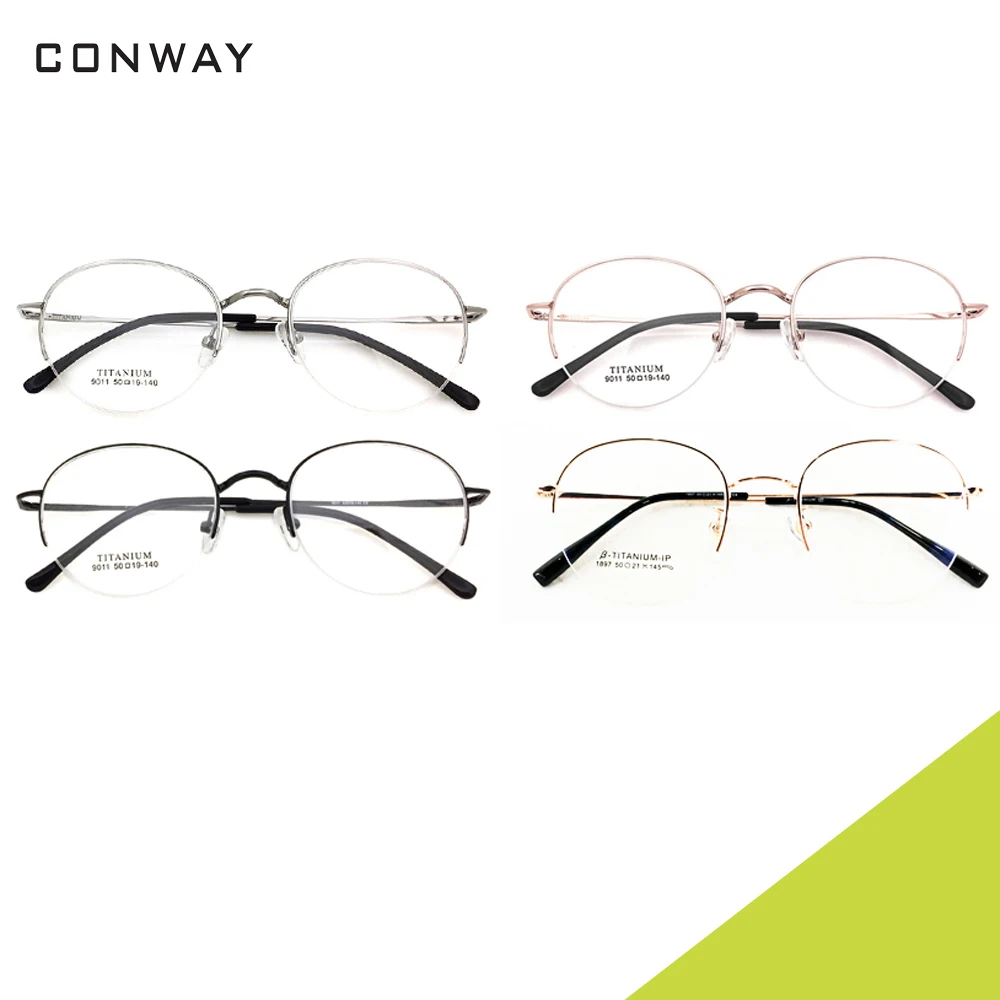 Conway, круглая оправа для очков, полуоправа, оправа для очков для женщин и мужчин, прозрачные линзы, очки, круглые линзы, ультра легкие