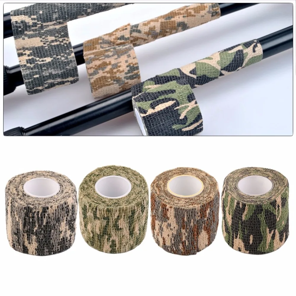 

1pcs 5M Elastische Jacht Leger Lijm Camouflage Tape Stealth Riem Roll Mannen Beschermende Outdoor Strakke Wrap Gun