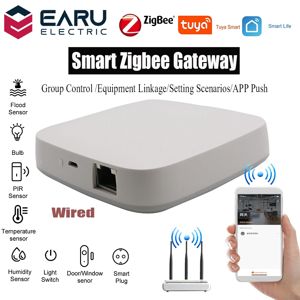 Tuya Wired Zigbee Bridge Smart Home Zigbee Gateway Hub Telecomando Dispositivi Zigbee Smart Life App Funziona Con Alexa Google Home