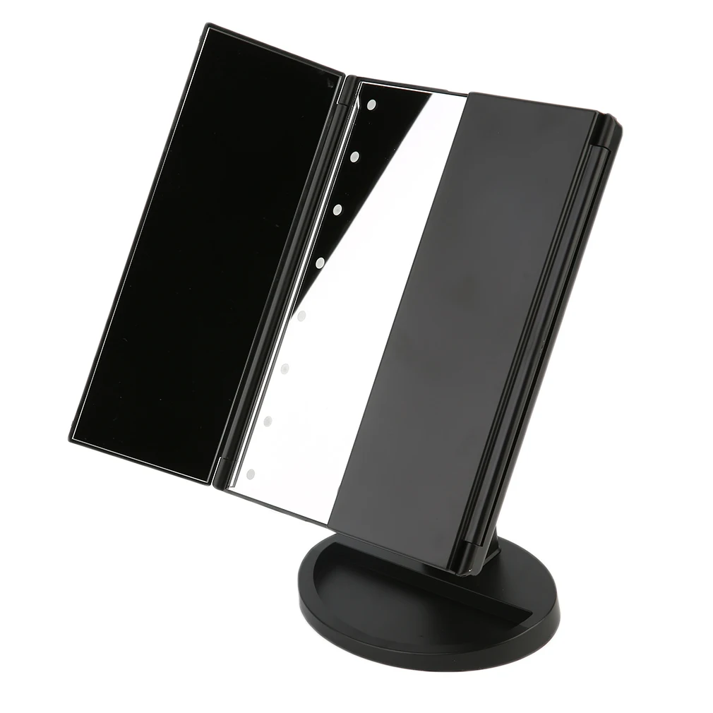 Portable Three Folding Table LED Lamp Luminous Makeup Mirror Cosmetic Adjustable Tabletop Countertop 16 LED lights 2