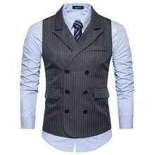 Ouma стиль мужской костюм жилет в полоску M29