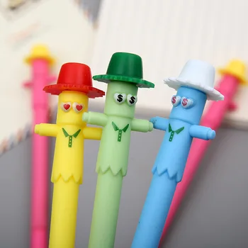 

50PCS South Korea's New Learning Stationery Wholesale Cute Candy-colored Scarecrow Black Gel Pen Office Signature
