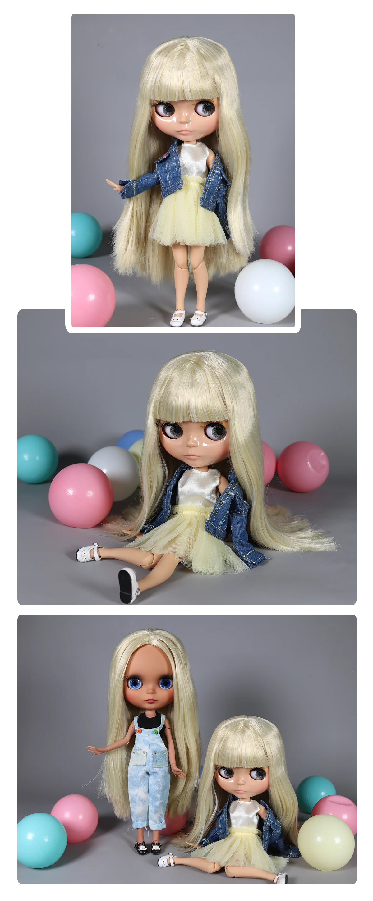 Neo Blythe Doll with Blonde Hair, Tan Skin, Shiny Cute Face & Factory Jointed Body 1